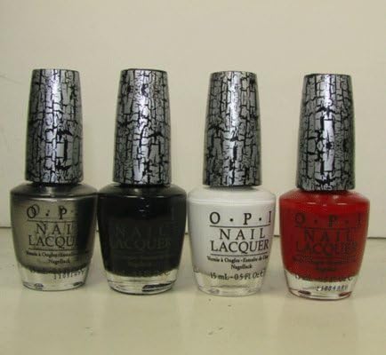 4 OPI Shatter Crackle Nail Polish Full Size White Red Silver Black New