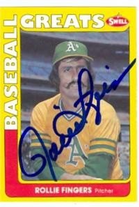 Rollie Fingers Autographed/Hand Signed Baseball Card (Oakland A's) 1990 Swell Legends Card