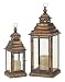 Set of Two Unique Metal Glass Antique Lanterns