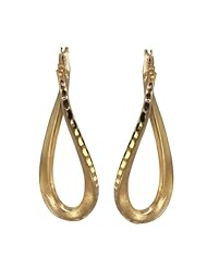 Beautiful Sterling Silver Twisted and Stretched Oval Hoop Earrings