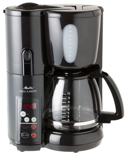 Melitta MEMB1B Mill & Brew 10-Cup Coffeemaker, Black
