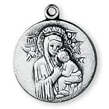 Sterling Silver Our Lady of Perpetual Help Medal and 18-inch Chain