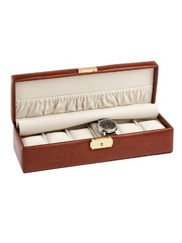 Rothenschild Accessories RS-01595 B Watch Box For 6 Watches Brown Leather