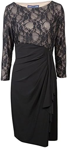 American Living Illusion Lace Ruffled Women's Sheath Dress Black 10
