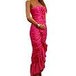 New Sexy Unique Long Formal Ruffle Satin Stretch Dress