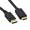 BuyCheapCables High Quality Black DisplayPort Male to HDMI Cable Male - 6 Feet / 2M