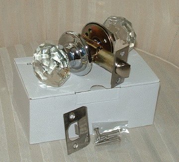 24% Lead Crystal Glass Passage Door Knob Set Chrome