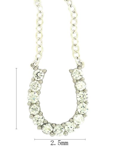 Platinum Overlay Sterling Silver Cubic Zirconia Prong-Set Horseshoe Pendant