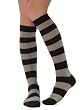Cashmere blend Womens Rugby Stripe Knee Socks 4 Color Options Black Brown Navy Charcoal Purple or Turquoise