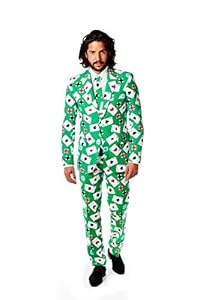 OppoSuits Men's Poker Face Party Costume Suit, Mixed, 38