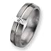 Grooved Brushed and Polished Titanium and 1/6ct. Diamond Ring (6.0 mm) With Wood Box - Sizes 8-12