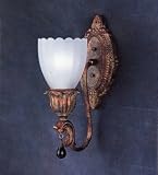 Wall Sconce with Medici Gold finish and Etched glass