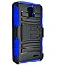 LG L31G / LG Access LTE Case Combo by ICE-CLEAR(TM)-HERCULES Dual- Layer Hard/Gel Hybrid Kickstand Armor Case w/ Holster (Black/Blue)+Touch Screen Stylus