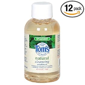 Tom's of Maine Natural Cleansing Mouthwash, Spearmint, 2.06-Ounce Bottle (Pack of 12)