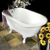 53" Acrylic Rolled Rim Clawfoot Tub Ex. Wide & Ex. Deep (White Feet / 7" Rim Holes)