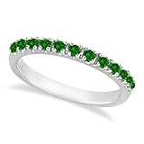 Emerald Semi-Eternity Band Stackable Ring in 14K White Gold (0.38 ct)