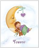 Personalized Nursery Wall Decor, Baby in the Moon, Childrens Wall Art
