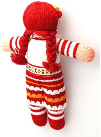 Ukrainian Stuffed Knitted Organic Washable Folk Costume Doll 'Nastya' 12"