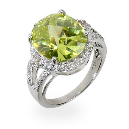 Eve's Addiction Melinda's Apple Green CZ Sparkling Cocktail Ring