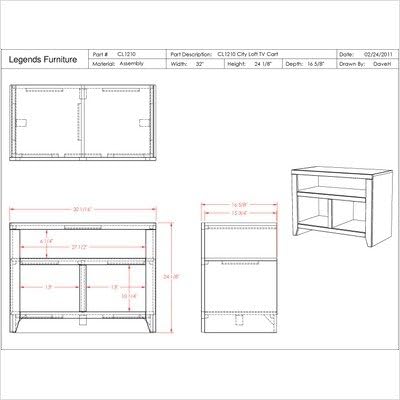 City Loft Collection TV Cart, 32-Inch