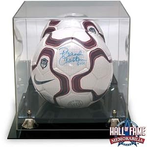 Soccer Ball Display Case with Gold Risers and Mirrored Back