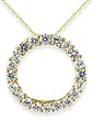 14KT Yellow Gold 2.0 CTW Round CZ Circle Pendant on 18" Chain