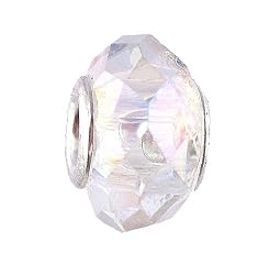 Pandora Style Charm Bead (Z103-2) Faceted Murano Style / Lampwork Glass (14mm x 10mm) (fits Troll too)