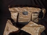Baby Fur - Caramel Satin Diaper Bag w/Faux Fur Trim