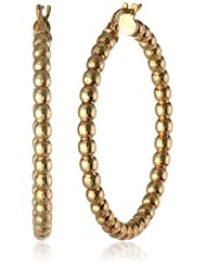 Sterling Silver Italian Plated Beaded Hoop Earrings