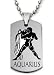 Aquarius Zodiac Horoscope Engraved Dogtag Necklace or KeyChain ( Dog tag is Not Black) Free Chain&Giftbox
