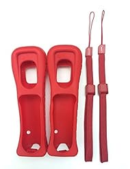 Personal Computer: 2X Red Silicone Skin Case Cover With Wrist Strap For Nintendo Wii Remote Controller - Nintendo