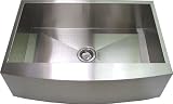36 Inch Stainless Steel Curved Front Farm Apron Kitchen Sink - Single Bowl