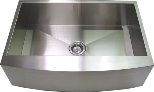36 Inch Stainless Steel Curved Front Farm Apron Kitchen Sink - Single Bowl