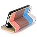 iPhone 5C Case, iPhone 5C Flip Case - E LV Deluxe PU Leather Wallet Purse Flip Folio Stand Case Cover for iPhone 5C with 1 Stylus and 1 Clear Screen Protector (Blue Brown Orange)