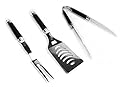 Barbecue Tools 3 Piece Stainless Steel Set - Heavy Duty BBQ Grill Tools for Smokers, Gas, Electric, and Charcoal Outdoor Grills - Oversized Spatula with Long Non-Slip Handles - Gift Box - Bonus Ebook!