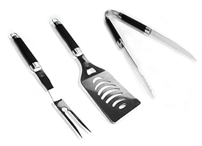 Barbecue Tools 3 Piece Stainless Steel Set - Heavy Duty BBQ Grill Tools for Smokers, Gas, Electric, and Charcoal Outdoor Grills - Oversized Spatula with Long Non-Slip Handles - Gift Box - Bonus Ebook!