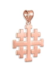 Matte Finish 10k Rose Gold Templar Crusaders Jerusalem Cross Pendant