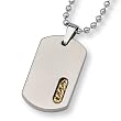 24K Gold Plated Polished Titanium Dog Tag with 22 Inch Bead Chain