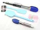 from PinkWebShop Assorted BLUE Silicone / Silicon Bakeware Set 4 Pieces (PINKWEBSHOP) ( Spatula, Tong, Mixing Spoon, Mini Tong)