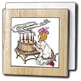 Sandy Mertens Vintage Celebrations Vintage Birthday Girl with Cake Tile Napkin Holders