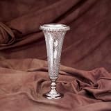 CRACKLE GLASS VASE/SILVER BASE