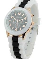 Womens Geneva Silicone Band Jelly Gel Quartz Wrist Watch Black