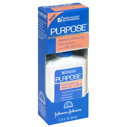 Johnson & Johnson Purpose Redness Reducing Moisturizer with UVA/UVB Sunscreen, SPF 30, 2.75-Ounce Bottles (Pack of 2)
