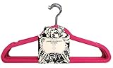 Concepts in Time Ultra-Slim Flocked Non-Slip Hangers, Hot Pink, Set of 10