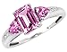 Created Pink Sapphire Ring with Diamonds in White Gold