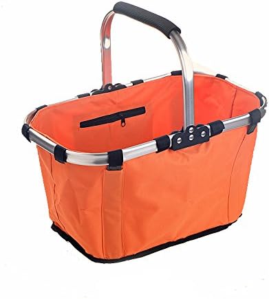 SHUMU 2-Layer Durable and Water Proof Shopping Basket, Shopping Cart Bag, Storage Box Large Multifunctional Basket ✪ with Max Load Capacity of 30KG (Orange)