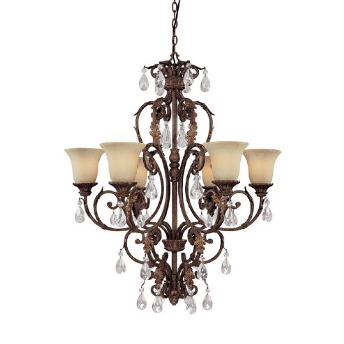 Capital Lighting 3646GU-254-CR 6 Light Seville Chandelier, Gilded