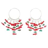 Coral & Turquoise Dangle Hoop Earrings .925 Sterling Silver