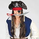 AUTHENTIC CAPTAIN PIRATE HAT with WIG! HALLOWEEN COSTUME