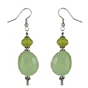 Handmade Green Chalcedony & Jade Silver Dangle Earrings